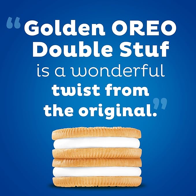 OREO Double Stuf Golden Sandwich Cookies, King Size, 12 Snack Packs (8 Cookies Per Pack)