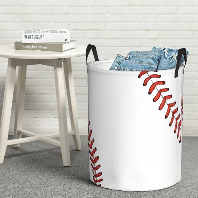 Laundry Basket Baseball Ball Collapsible Large Capacity,Dirty Clothes Basket Durable Lightweight Hamper With Handles Ideal For Clothes,Toys Home Organization19.6"L x 15.7"W,63L