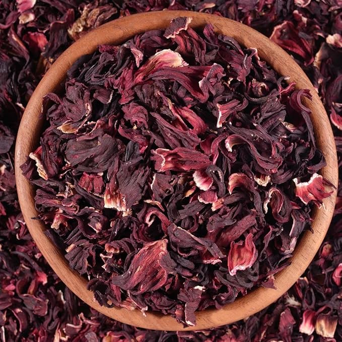 KomBei Loose Leaf Premium Hibiscus Tea, Flor de Jamaica (8oz) | Whole Flowers and Petals | Twice-Sifted | Herbal Tea | Caffeine-Free | Makes 110+ cups (8 oz)