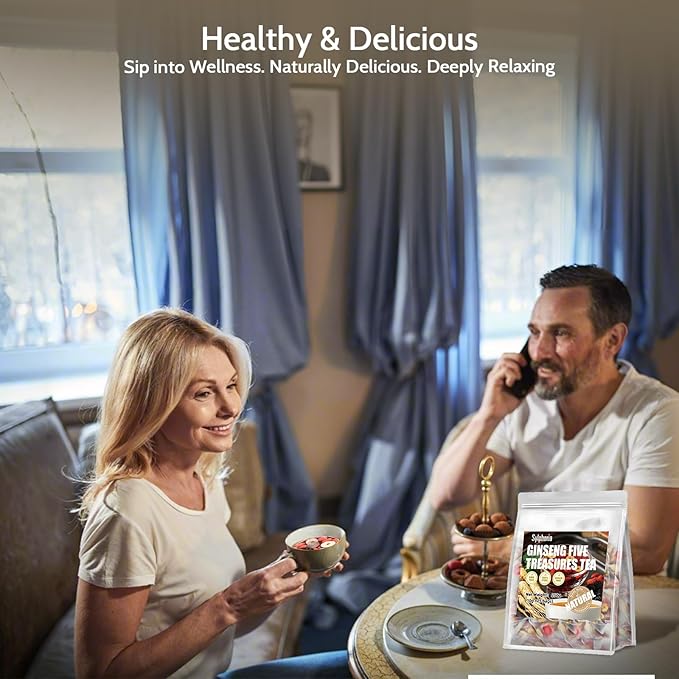 Ginseng Five Treasures Tea Kidney Tea, Ginseng Six Treasure Tea Bags, Natural Kidney Cleanse Tea Bags for Women & Men, 7 Precious Ingredients Formula (1Pack/25Bags)