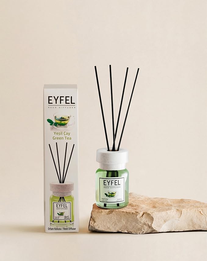 EYFEL Reed Diffusers for Home – Green Tea Reed Diffuser Set 4.05 fl oz Oil Diffuser Sticks, Bathroom Diffuser, Home Fragrances, Scented Sticks, Home Décor