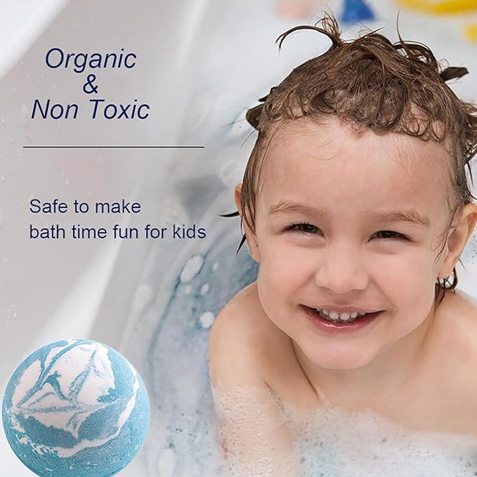 Blue Bath Bombs for Women Spa Gift Set with Peppermint Essential Oils Sea Salt Relaxing Birthday Gift for Her Bubble Bath Skincare Relaxation Aromatherapy Gifts