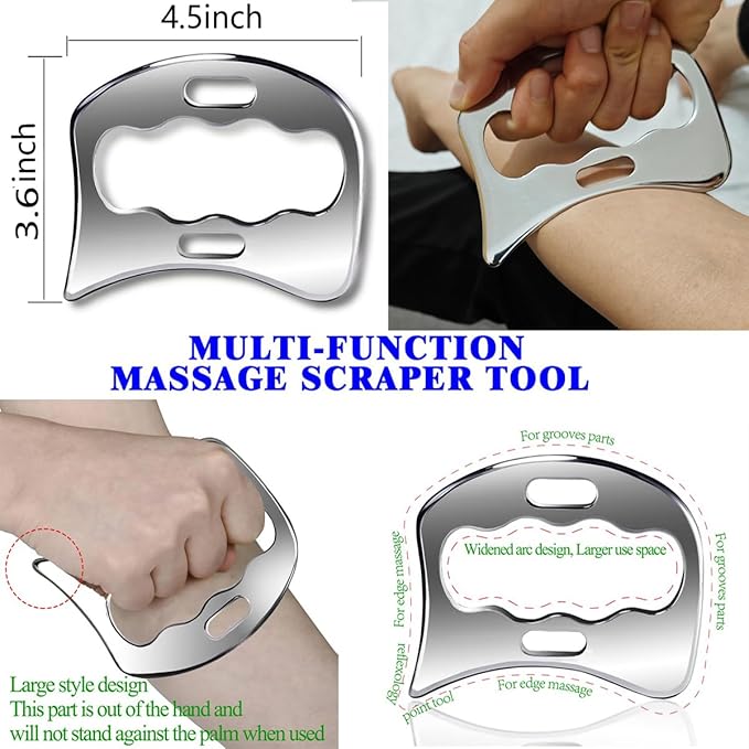 4in1 Professional Stainless Steel Muscle Scraper Tool Set,IASTM Physical Therapy Tools for Soft Tissue Massage,Muscle Scraping Tool