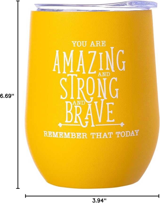 DIVERSEBEE Inspirational Thank You Gifts for Women, Mom, Sister, Wife, Girlfriend, Coworker, Nurses, Best Friend, Encouragement Birthday Wine Gifts - Insulated Wine Tumbler Cup with Lid (Honey)