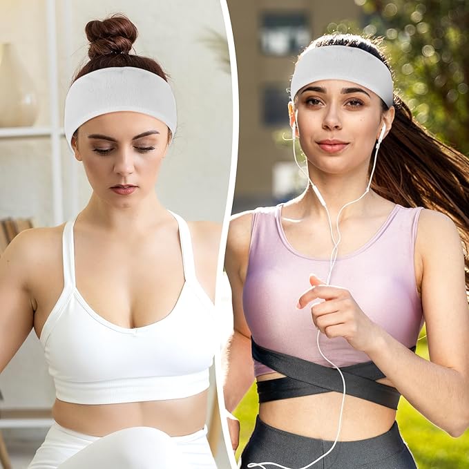 30Pcs Spa Headband Facial Esthetician Hair Wrap for Women Adjustable Makeup Head Wrap Hair Towel Wraps White