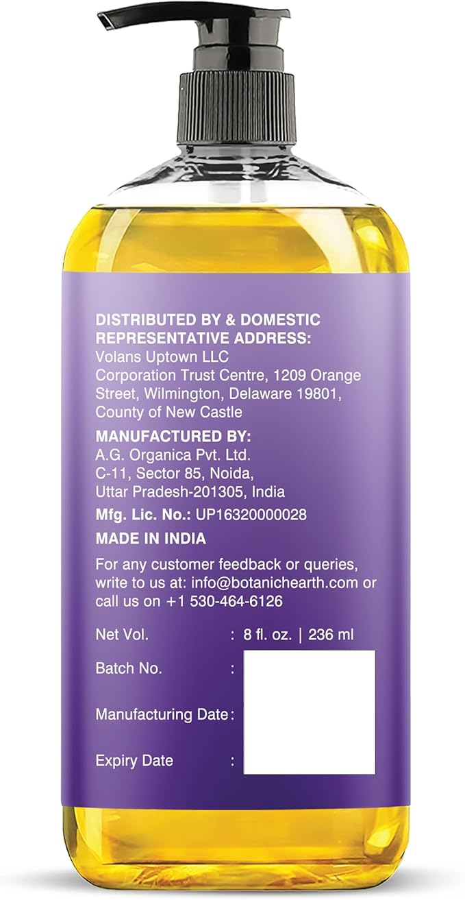 Lavender Massage Oil with Pure Lavender Oil (8 Fl Oz) Skin Tightening Massage Oil for Massage Therapy and Instant Absorption for Bum Thighs and Belly by Botanic Hearth