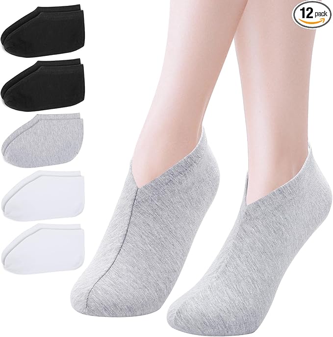 Segbeauty 12 Count Moisturizing Heel Socks for Dry Cracked Feet Women, 6 Pairs Lotion Sleep Cotton Socks for Cracked Heel Repair Women, Spa Overnight Sock Foot Care Products, Sleeping Feet Care Kit