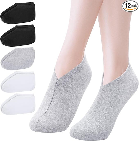 Segbeauty 12 Count Moisturizing Heel Socks for Dry Cracked Feet Women, 6 Pairs Lotion Sleep Cotton Socks for Cracked Heel Repair Women, Spa Overnight Sock Foot Care Products, Sleeping Feet Care Kit