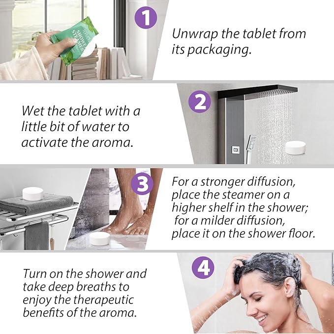 Shower Steamers Aromatherapy, Premium Long-Lasting Shower Bombs, 8 Natural Scented Shower Tablets, Individually Foil Packaged for Freshness