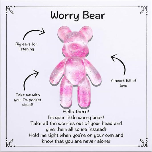 Pocket Bear Hug, Anxiety Relief Gifts, Mental Health Positivity Gift for Men Women, Autism Fidget Gifts, Stress Relief Gift for Her, Thoughtful Present for School Anxiet, Light Pink