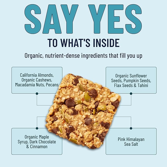 The YES Bar – Dark Chocolate Chip – Plant Based Protein, Decadent Snack Bar – Vegan, Paleo, Gluten Free, Dairy Free, Low Sugar, Healthy Snack, Breakfast, Low Carb, Keto Friendly (Pack of 6)