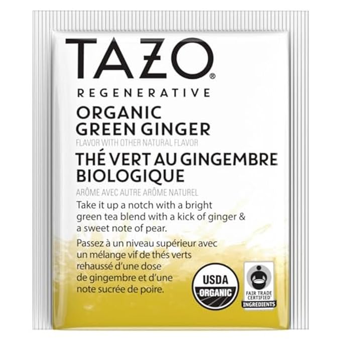 TAZO Organic Green Tea, Green Ginger, 96 Total Tea Bags (16ct - Pack of 6)