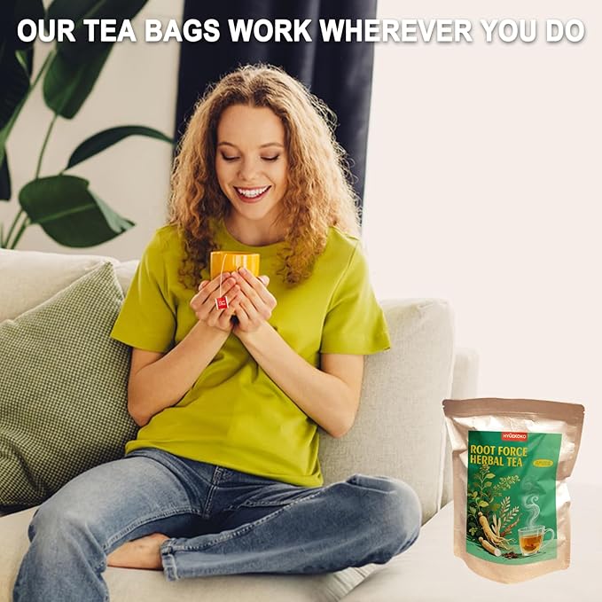 20 Bags Root Force Herbal Energy Tea, Caffeine-Free Natural Ingredients Herbal Tea Bags, No Additives, Kidneys & Liver Health Tea for Men & Women