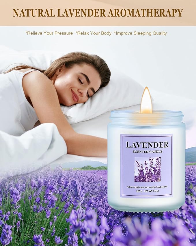 4 Pack Lavender Candle Set, 30 oz 200 Hour Home Aromatherapy Jar Candles, Long Lasting Aromatherapy Candles for Bedrooms Yoga Rooms Lounges Gardens Patios Balconies and Camping