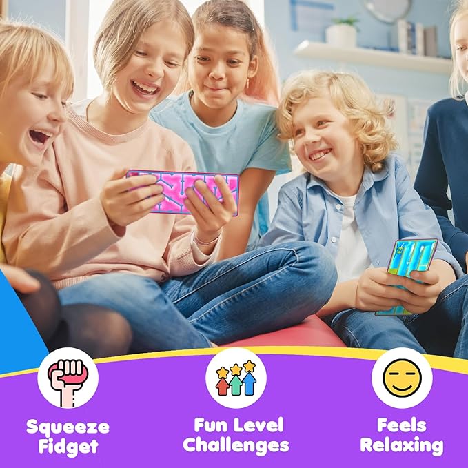12-Pack Sensory Maze Fidget Toys for Kids & Adults: Quiet Squishy Calming Tools for Autism Children - Anxiety Fidgets for Travel & Office - Classroom Must Haves & Treasure Rewards Party Favors