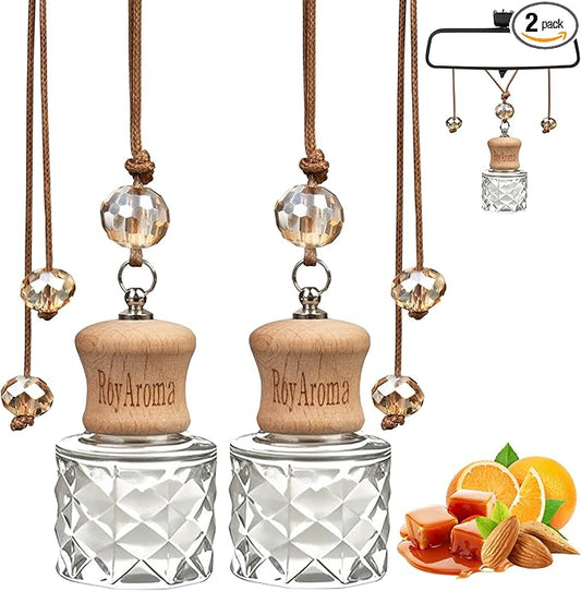 Hanging Car Air Freshener, 2 Pack Long Lasting Car Fresheners up to 30-45 Days, Natural Fragrance Cars Essential Oil Diffuser for Home Office - Pistachio Salted Caramel