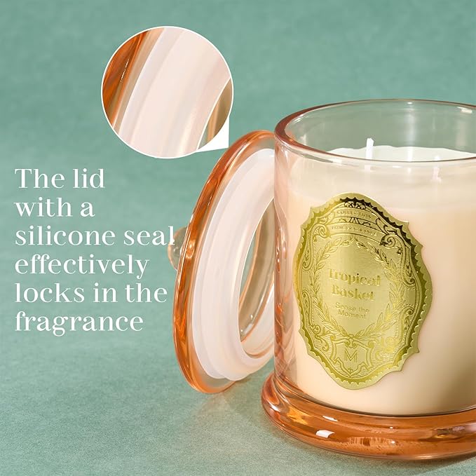 M&SENSE Tropical Basket Candles for Home Scented, 2 Wick 12.7oz Soy Wax Candles Non Toxic,70 Hours Long Burning,Luxury Candles Gift for Stress Relief, Meditation, Yoga