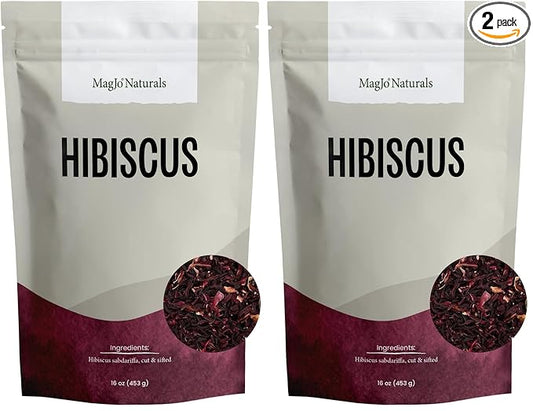 MagJo Naturals, Hibiscus Flowers 1LB (16 Oz) Hibiscus tea cut & sifted flowers, Flor de Jamaica (Pack of 2)