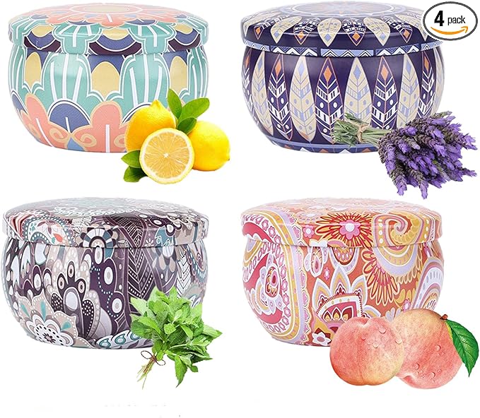 Aromatherapy Candle Gift Set – 4 Pack Miniature Soy Wax Candles, Lavender, Lemon, Vanilla & Rose – Meditation Candle Set for Relaxation, Christmas Gifts, Home Décor & Travel