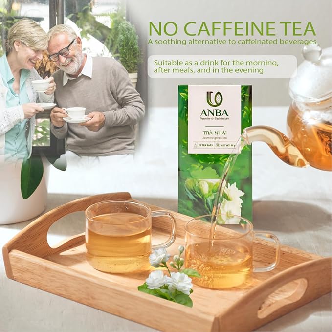 ANBA Jasmine Green Tea Bags 25 Count | Handcrafted Jasmine Infusion | Aromatic & Relaxing | Naturally Fragrant & Smooth | No Sugar Added | ISO HACCP Certified