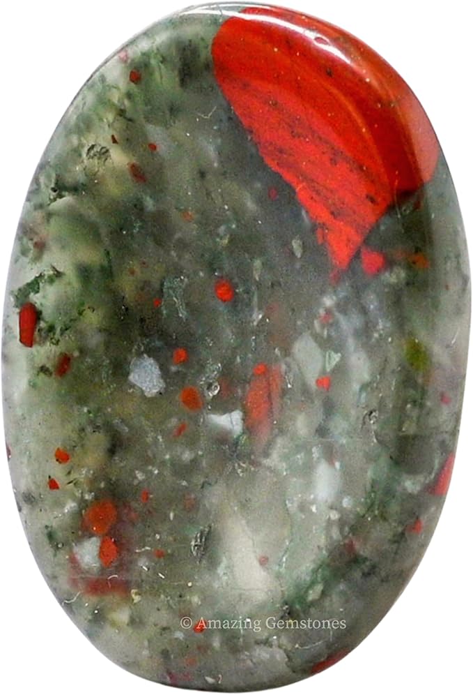 Amazing Gemstone African Bloodstone Worry Stone Crystals and Healing Stones - Worry Stones for Stress Relief Gifts - Piedra Crystal Fidget for Meditation - Unique Stocking Stuffers and Birthday Gifts