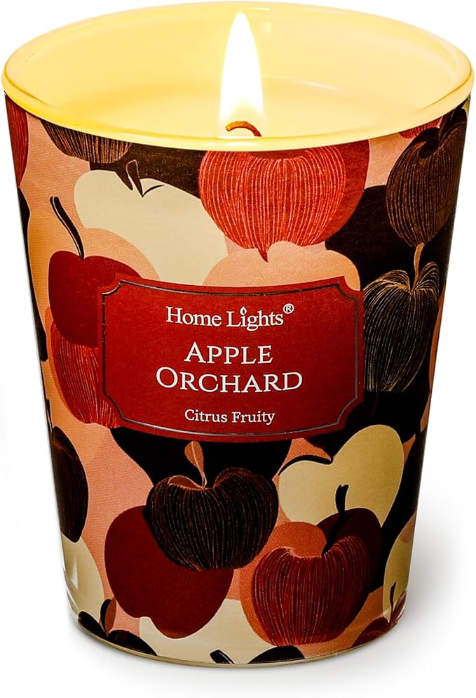 HomeLights Soy Wax Candles for Home Scented, 1-Wick Candles in Apple Orchard Scented, Aromatherapy Candles Gift for Parties, Relaxing, Eclectic Mixed Styles, 6.7oz