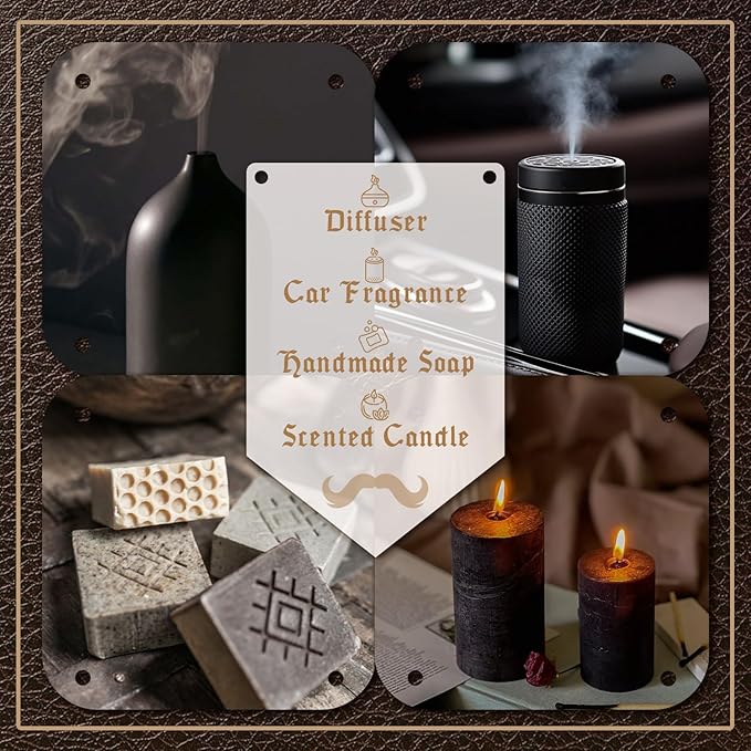Men Diffuser Oils Gift Set, SNOWSEN Gentlemen's Essential Oil Set for Diffuser for Home, Candles Scents & Perfume, Sandalwood, Cologne, Smoked Ebony, Amber Rum, Cedar, Sweet Tobacco