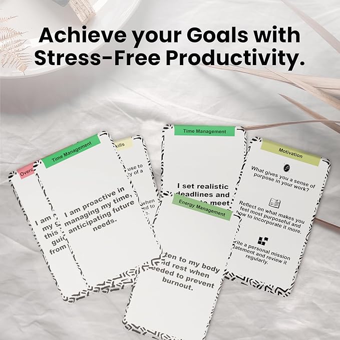 Positive Daily Affirmation Cards at Work for Men Women - Self Care Inspirational Manifest, Stress Relief, Manifestation & Motivation Gift - Boss & Coworker Gifts 80 Journal Prompt Card Deck with Stand