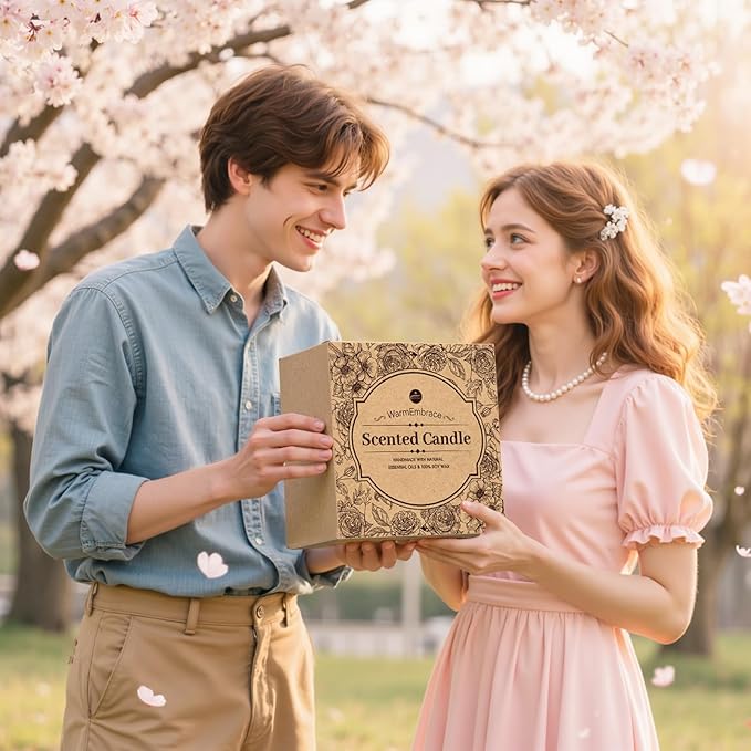 WarmEmbrace Lavender Candles, 4-Pack Scented Candle Set for Women, 7.6 oz Natural Organic Soy Wax in Glass Jar, 160 Hours Long-Lasting Burn, Perfect for Mom Girl Friend Birthday Gifting (4 Fragrance)