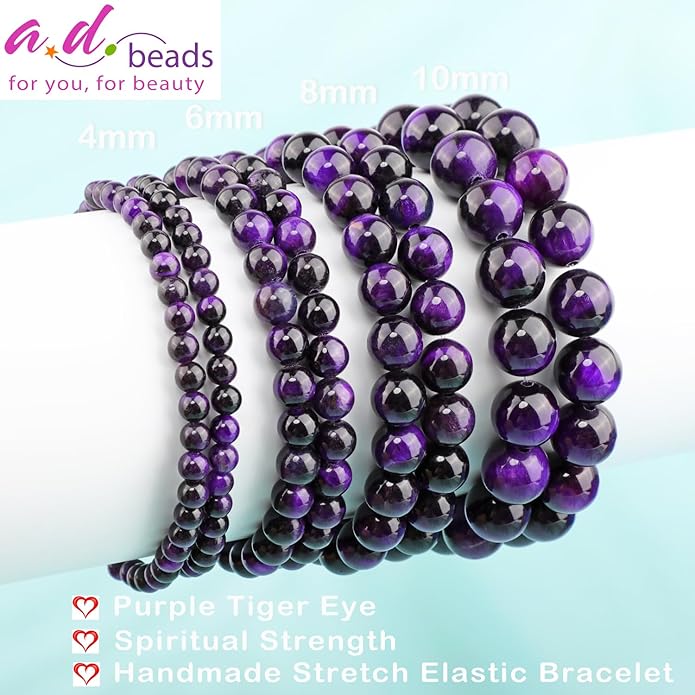 AD Beads 4mm6mm8mm10mm Handmade Bracelet - Natural Gemstone for Peace and Tranquility - Meditation, Yoga, Healing and Energy Gift for Unisex