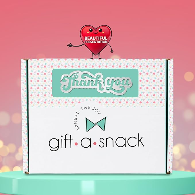 Gift A Snack - Thank You Snack Box Variety Pack Care Package + Greeting Card (45 Count) Appreciation Sweet Treats Gift Basket, Candies Chips Crackers Bars - Cravy Food Assortments & Variety Gifts