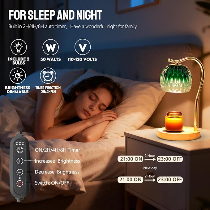 GEEZO Fragrance Candle Warmer Lamp,Electric Candle Warmer with Timer & Dimmer,Mom Christmas Birthday Gifts for Women, House Warming Gifts New Home Bedroom Decor