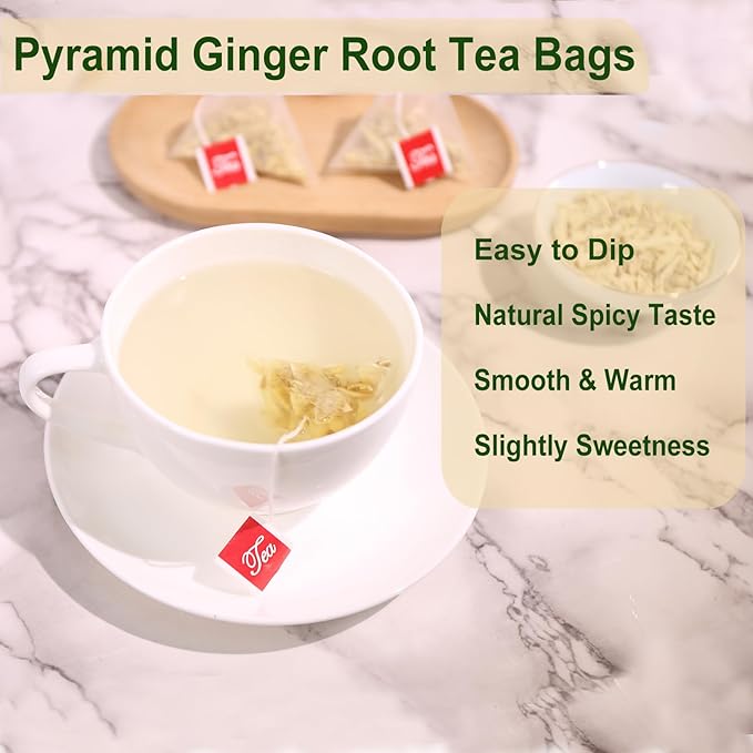 Jarteela - Ginger Tea Bags, 2g x 80 Count - Natural Ginger Root Tea Bags - Non-GMO - Caffeine-free - Soothing & Spicy - Aids Digestion