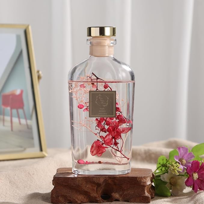Reed Diffuser Set, Pretty Valley Home Diffuser 140Ml / 4.73 fl OZ Gift Box - Includes Reed Diffuser Sticks, Long Lasting Fragrance Oil and Glass Bottle for Office Living Room Decor (Pink Berry)