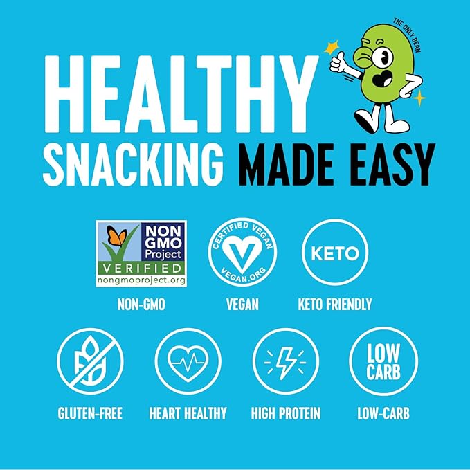 The Only Bean Crunchy Roasted Edamame Bean Snacks (5 Flavors), Healthy Snacks for Kids and Adults, High Protein Snacks, Low Carb Snack, Keto-Friendly, Gluten-Free, Vegan, 4 Ounce (Pack of 5)