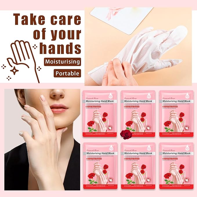 6 Pairs Hand Mask for Dry Cracked Hands,Nourishing Moisturizing Gloves,Hands Moisturizer for Deep Moisturizing,Silky Smooth Moisturizing Gloves,Hand Care Mask Set(B)