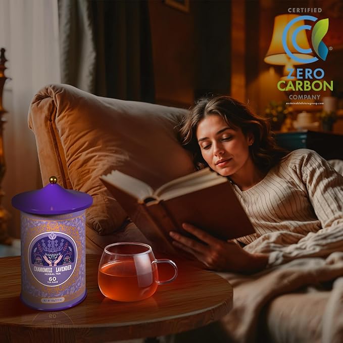 Life Plus Style Gourmet Pagoda Garden Chamomile Lavender Organic Herbal Tea Caffeine Free Hot or Iced Floral Blend Natural Delicious Sleep Tea 60 Tea Bags