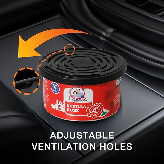 IKEDA Car Air Freshener & Car Odor Eliminator for Auto or Home,Office, 60 Days Long Lasting Scent Cans Freshener, 1.5 Oz Each, 4 Cans, Rose Scent