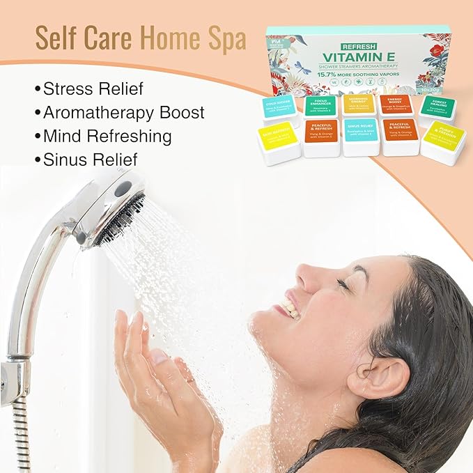 Shower Steamers Aromatherapy 10 Pack - Shower Bombs Birthday Gifts for Women, Men, Mom, Organic Essential Oils, Self Care, Stress Relief, Relaxation Home SPA Christmas