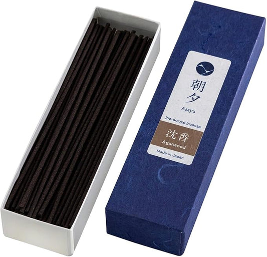 Asayu Japan Natural Low Smoke Agarwood Incense Sticks, Sample Size Japanese Incense for Evening Relaxation, Yoga, Meditation. Smokeless Incense with Less Irritation and Non-Toxic