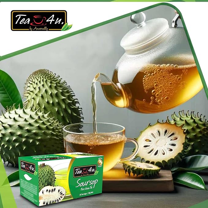 Tea4U Soursop Green Tea - Smooth Blend of Soursop Flavor - Hand Picked Leaves - Keeps You Hydrated with Refreshing Aroma - 25 Teabags