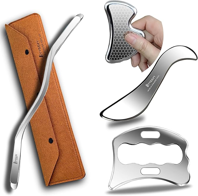 BYYDDIY Stainless Steel Gua Sha Muscle Scraper Tools Kit, Scraping Massage Tool,Massage Scraper Tools for Physical Therapy (M-SDB)