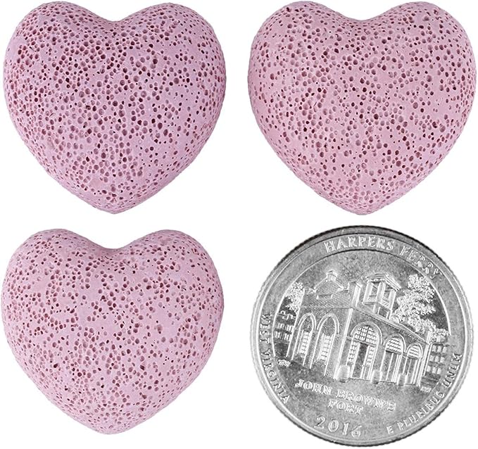 rockcloud Pink Lava Rock Stone Heart Shape Pocket Stones Dyed Lava Rocks Aromatherapy Essential Oil Diffuser Set, 0.9 Inch, 10 Pcs