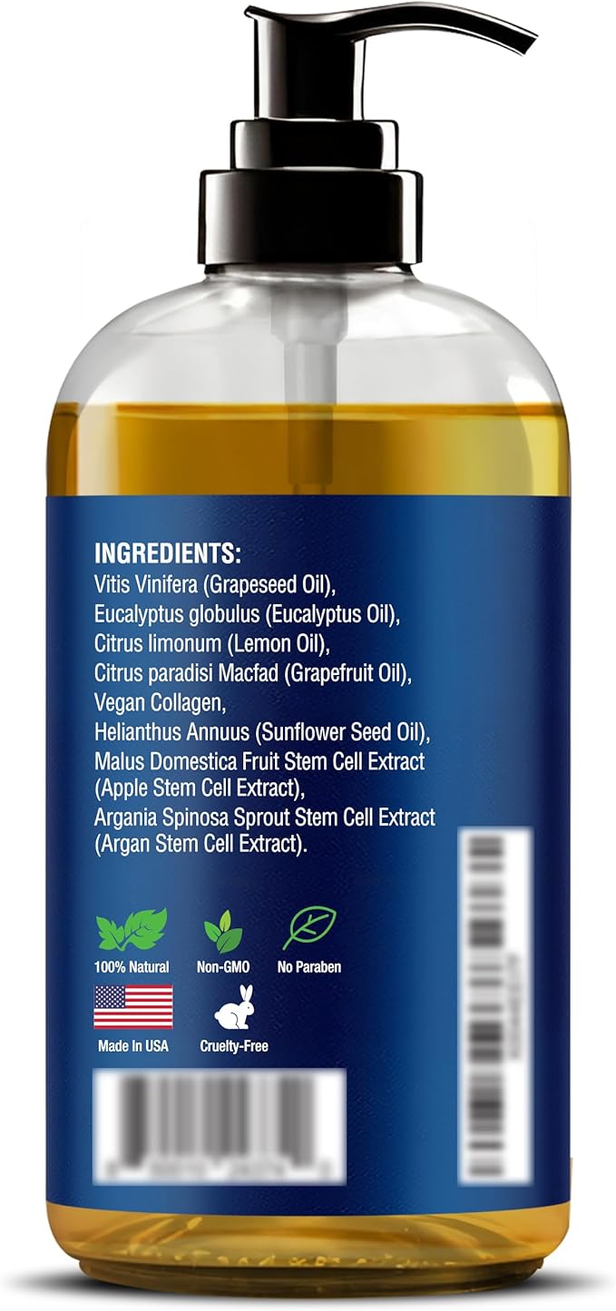 Anti-Cellulite Massage Oil for Massage Therapy 8 fl oz - Refreshing and Relaxing - Natural Oils with Vegan Collagen and Stem Cells - for Men and Women - Nexon Botanics