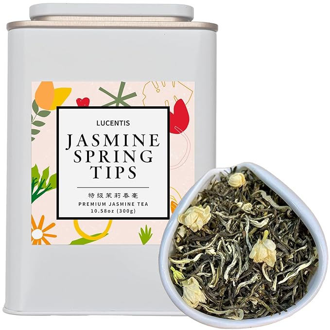 Spring Tips Jasmine Green Tea – Bulk Loose Leaf Chinese Tea, Smooth and Aromatic – 300g / 10.6oz – 茉莉春毫