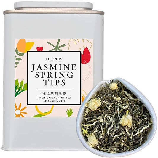 Spring Tips Jasmine Green Tea – Bulk Loose Leaf Chinese Tea, Smooth and Aromatic – 300g / 10.6oz – 茉莉春毫