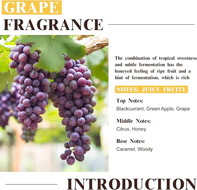 EUQEE Grape Fragrance Oil, Premium Essential Oil 2.02 Fl oz with Glass Dropper for Aromatherapy, DIY Bath Bombs, Candle Soap Making (60ml)