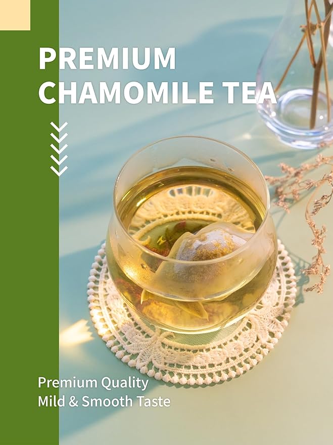 HYNTMYT Chamomile Tea Bags, 1g/bag, Natural & Pure Chamomile Flowers Herbal Tea, Caffeine Free, 120 Count