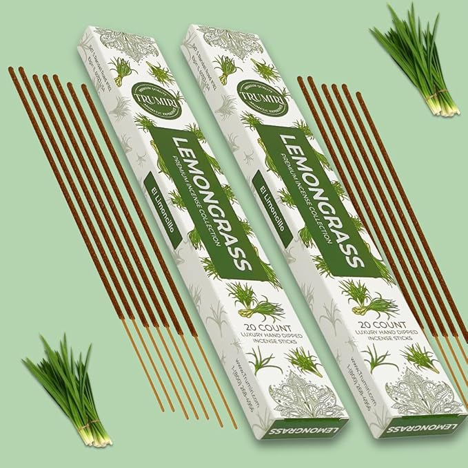 Lemongrass Incense Sticks for Backyard Patio - Total 120 Insence-Sticks - 6 Packs of 20 Insense - Inciensos - Inscents - Natural Non Toxic Ingredients - Incents - Incence - Inscense - Insents