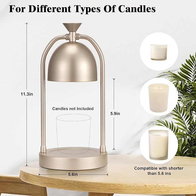 Electric Candle Warmer Lamp with Timer-Wax Warmer for Scented Jar Candles,Candle Lamp for Kitchen Home Decor, House Warming Gifts New Home,Gifts for Women(Champage Gold)